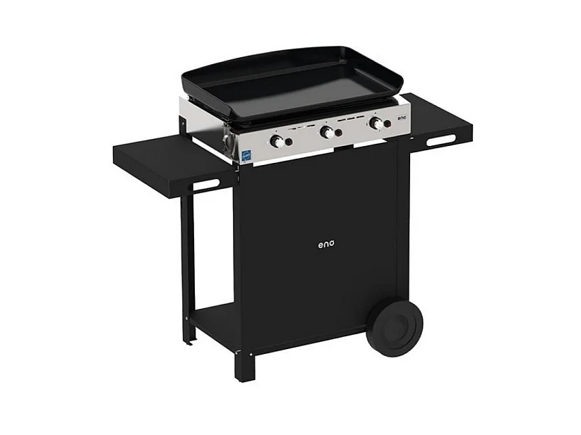 Eno Plancha gaz 6300w plaque fonte émaillée 62x36cm avec chariot - 55658385