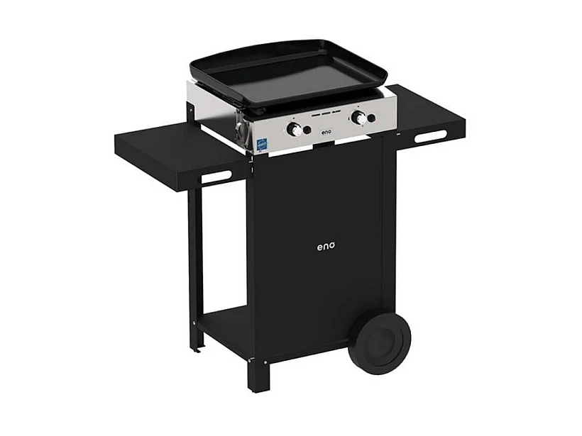 Eno Plancha gaz 6300w plaque fonte émaillée 47x36cm avec chariot - 55508385