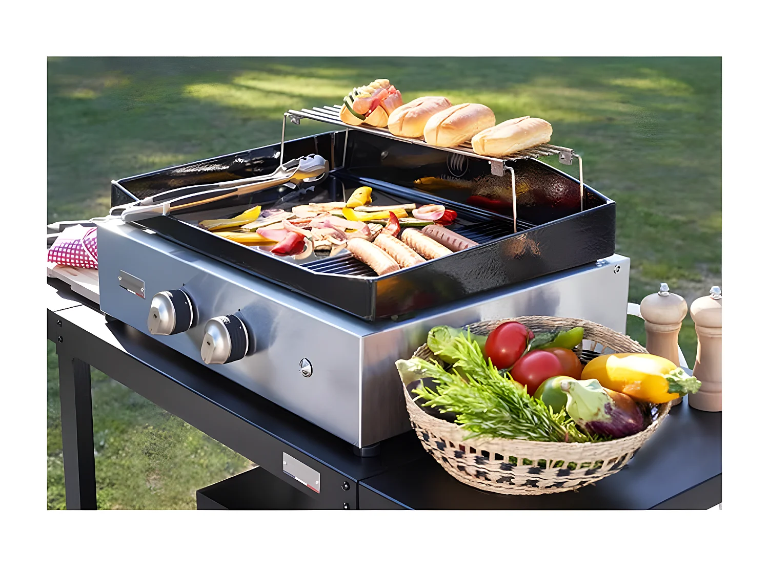 Le Marquier Plancha gaz 5400w plaque en fonte émaillé 60x40cm - plvp260iv2