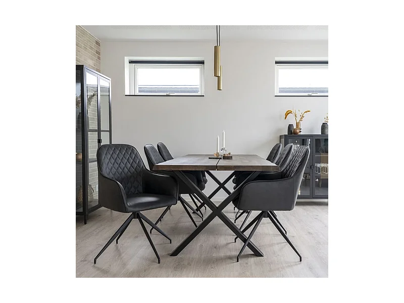 Harbo eetkamerstoel met draaivoet donkergrijs, zwart.