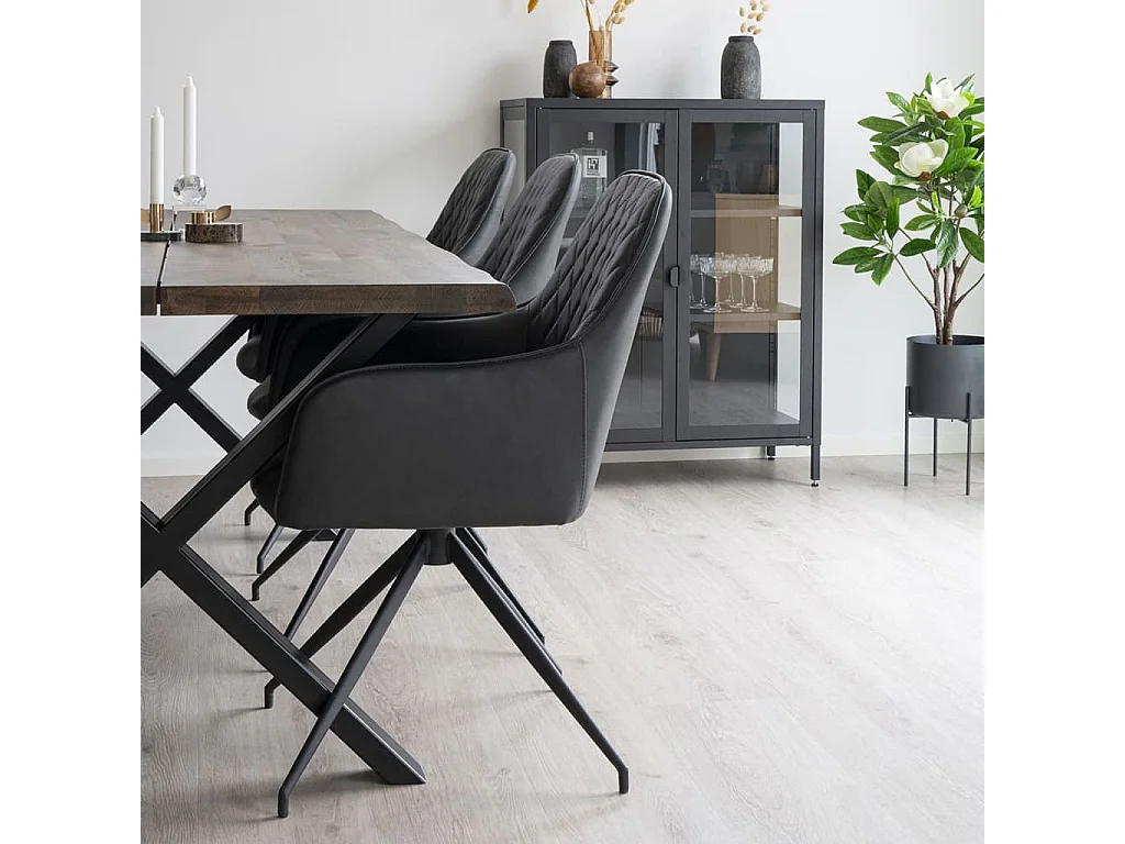 Harbo eetkamerstoel met draaivoet donkergrijs, zwart.