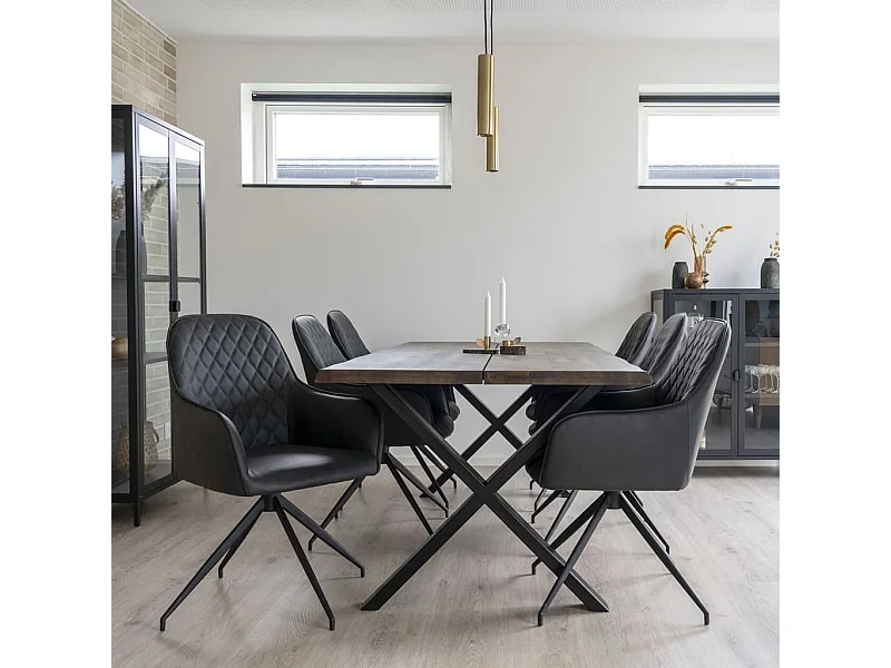 Harbo eetkamerstoel met draaivoet donkergrijs, zwart.