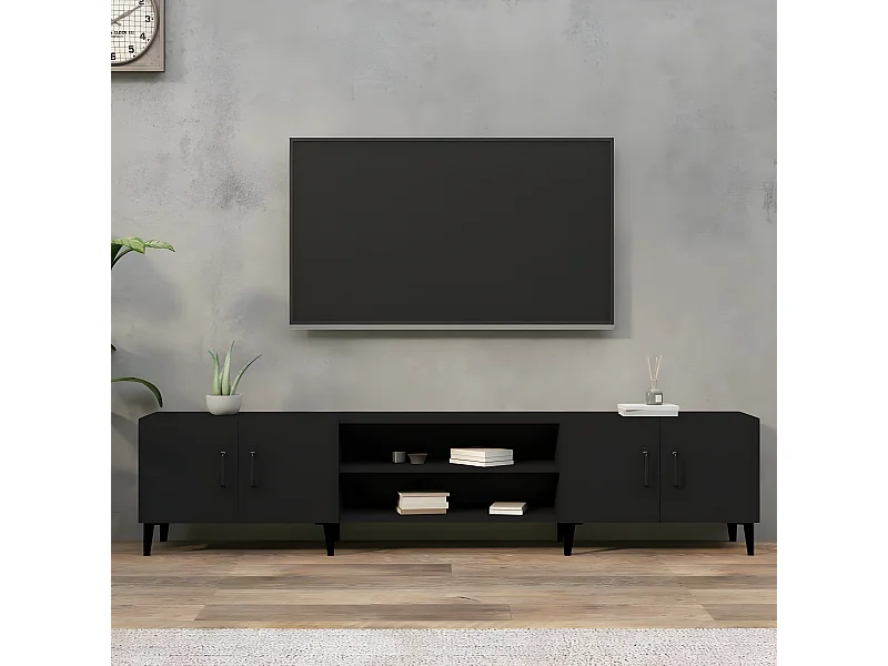 TV-Schrank Schwarz 180x31,5x40 cm Holzwerkstoff
