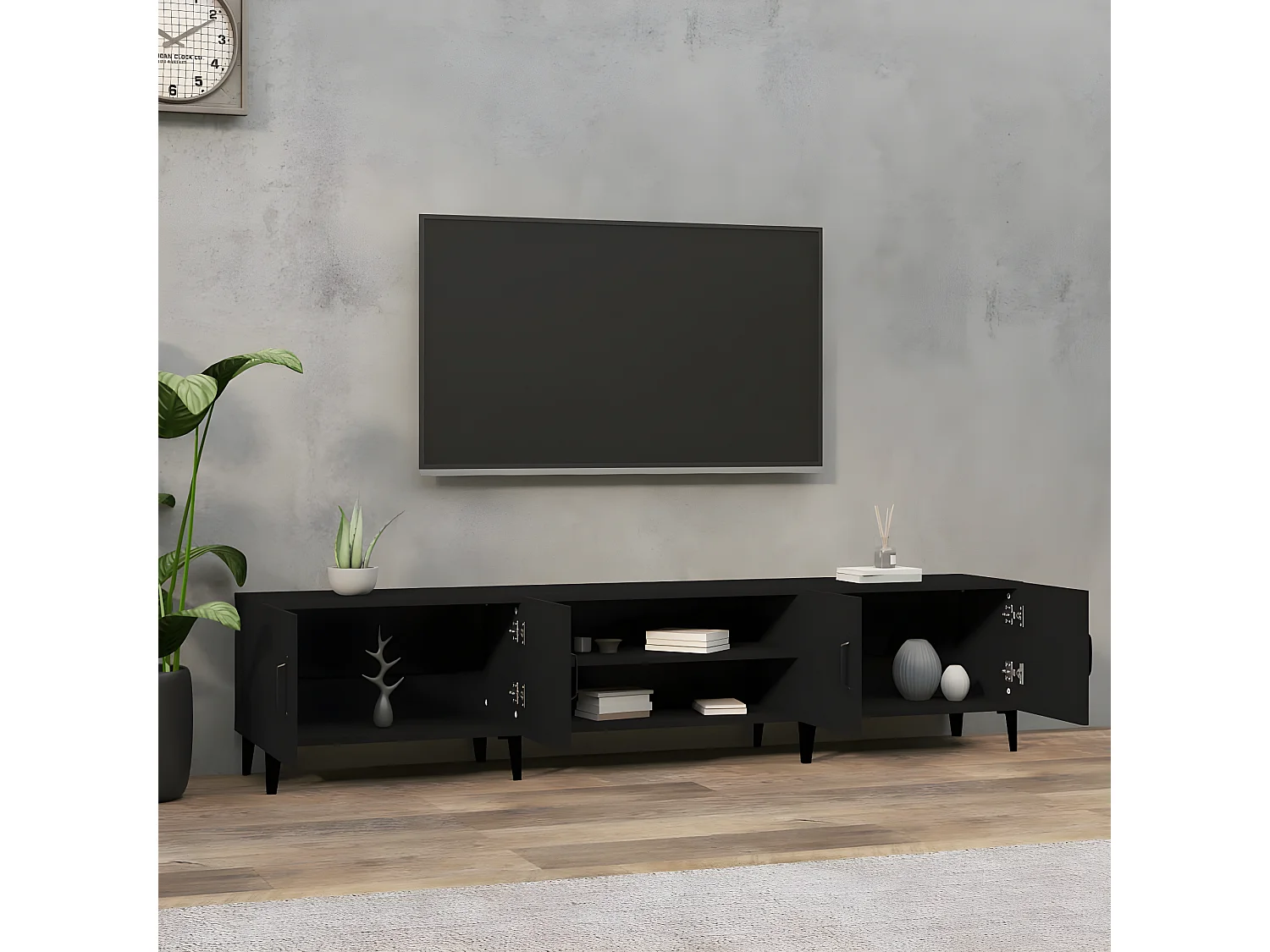 TV-Schrank Schwarz 180x31,5x40 cm Holzwerkstoff