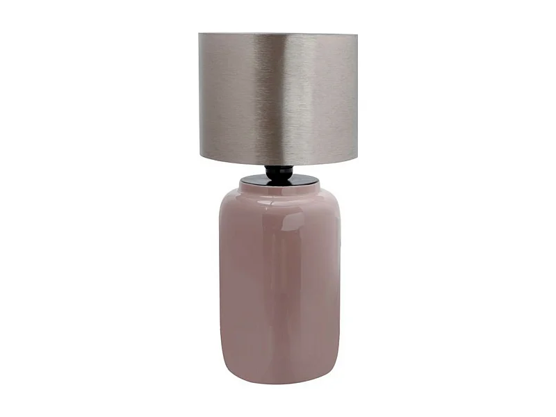 Lampe à Poser Design "Tino" 43cm Vieux Rose & Argent