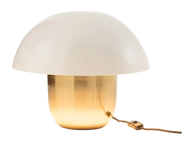 Lampe à Poser "Champignon Métal" 40cm Blanc & Or