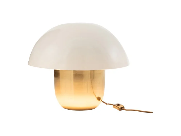 Lampe à Poser "Champignon Métal" 40cm Blanc & Or