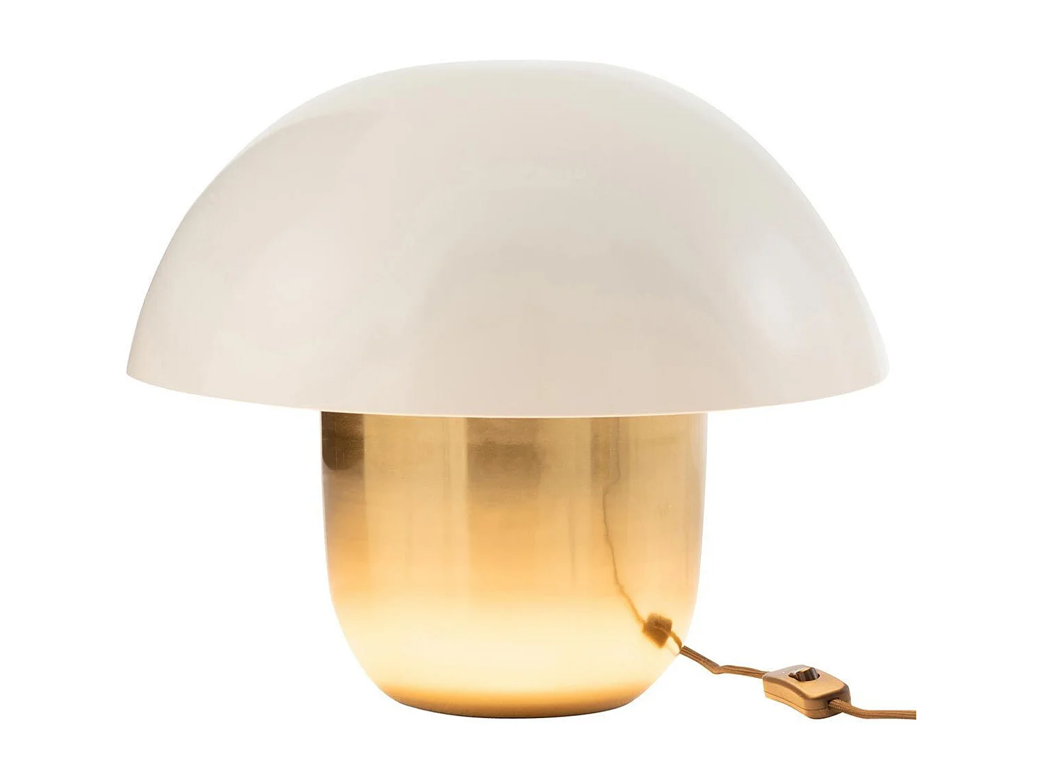 Lampe à Poser "Champignon Métal" 40cm Blanc & Or