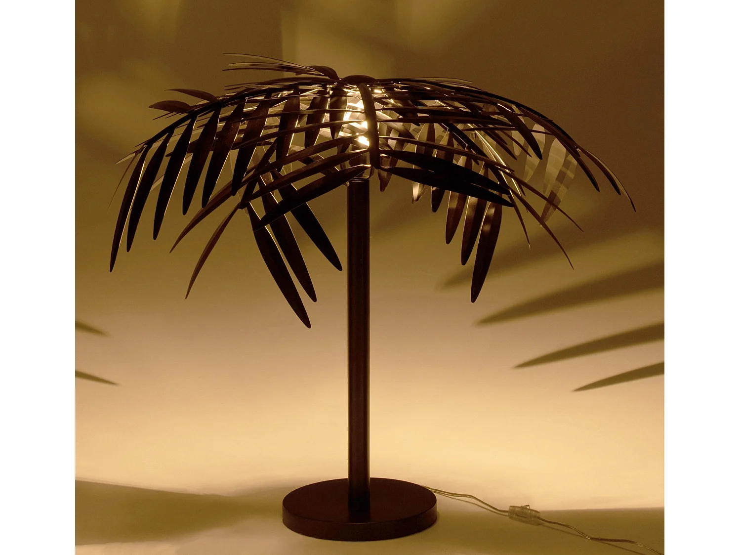 Flora zwart metalen bladlamp H 73 cm