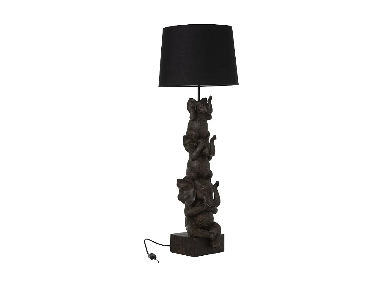 Lampe à Poser Déco "3 Éléphants" 100cm Marron