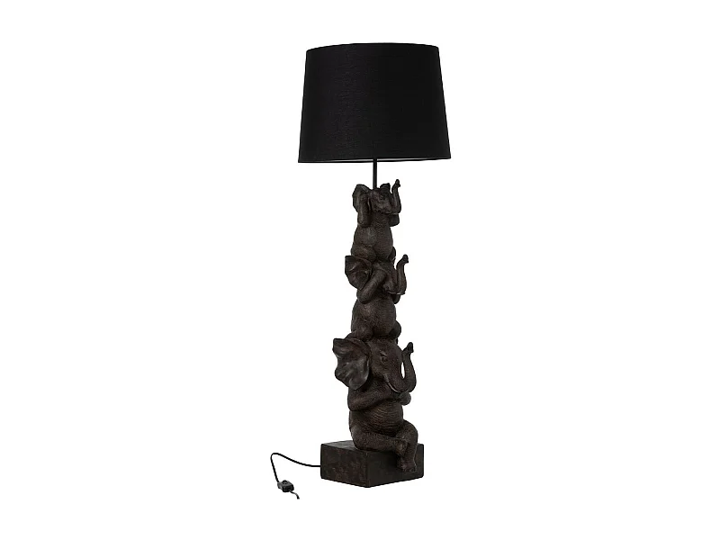 Lampe à Poser Déco "3 Éléphants" 100cm Marron