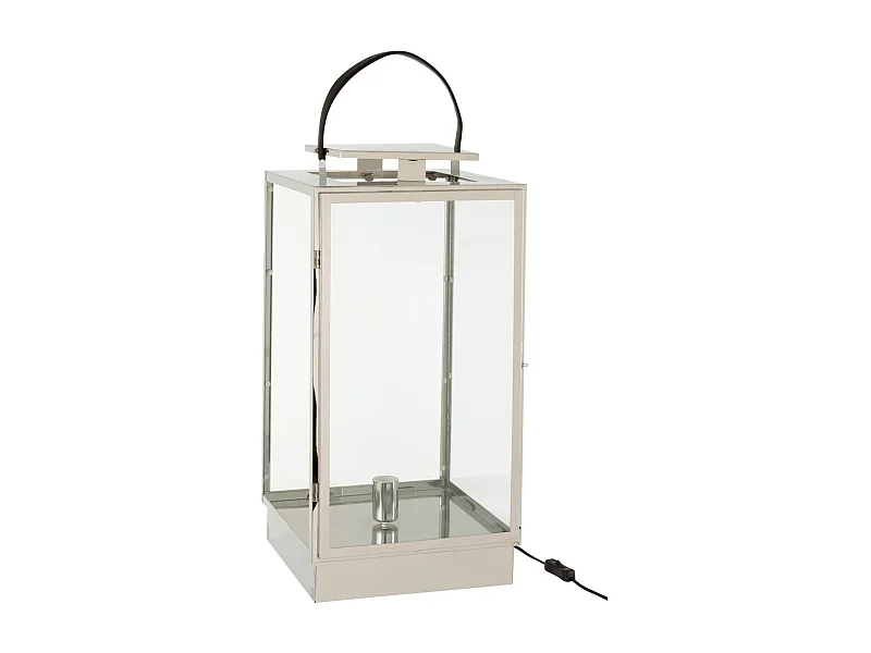 Lámpara cuadrada de metal plateado de 31.5x30x76 cm