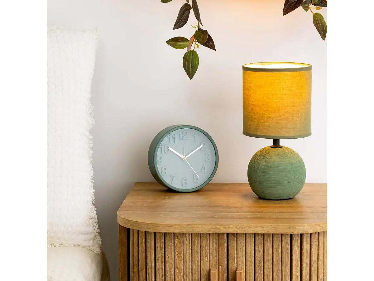 Lampe à Poser Céramique "Boule" 25cm Vert Kaki