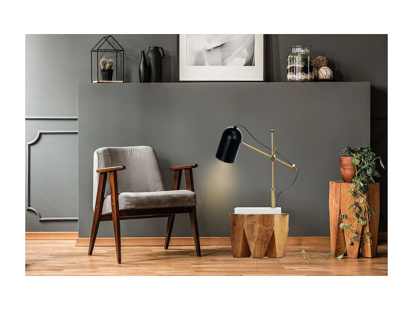 Lampe à Poser en Marbre "Spiro" 54cm Noir