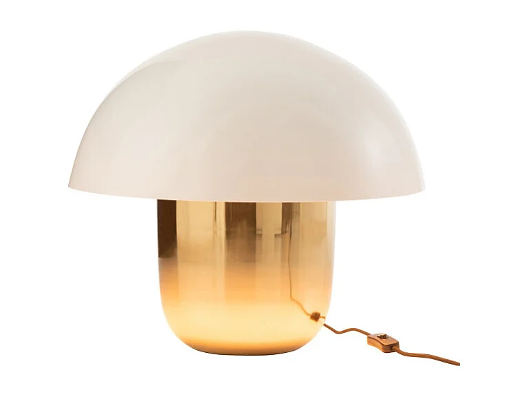 Lampe à Poser "Champignon Métal" 50cm Blanc & Or