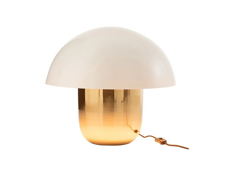 Lampe à Poser "Champignon Métal" 50cm Blanc & Or