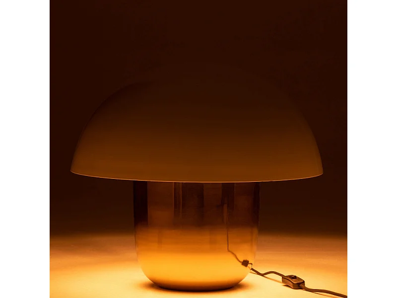 Lampe à Poser "Champignon Métal" 50cm Blanc & Or