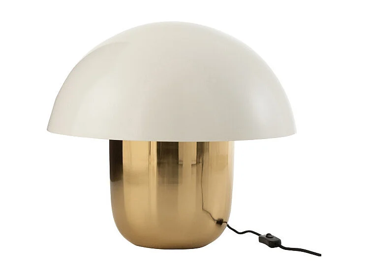 Lampe à Poser "Champignon Métal" 50cm Blanc & Or
