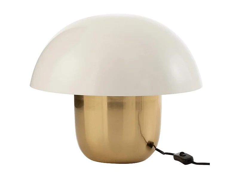 Lampe à Poser "Champignon Métal" 50cm Blanc & Or