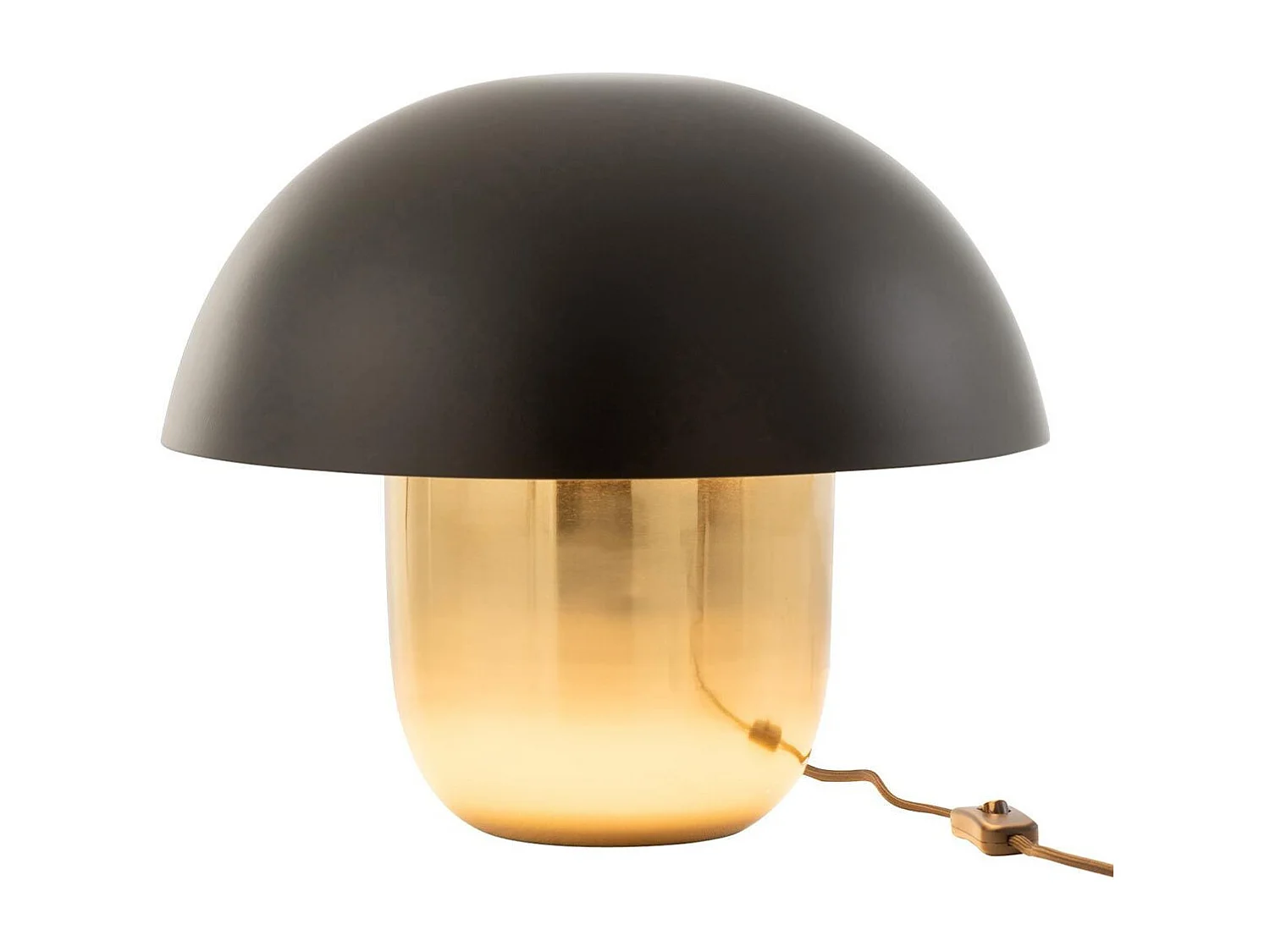 Lampe à Poser "Champignon Métal" 50cm Noir & Or