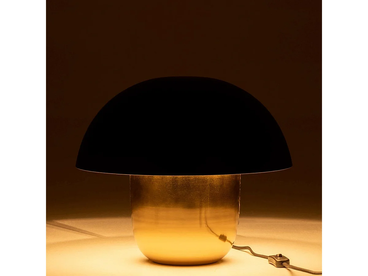 Lampe à Poser "Champignon Métal" 50cm Noir & Or