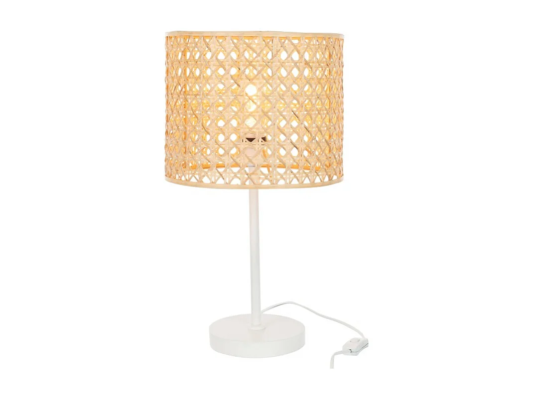 Lampe à Poser Design "Roma" 51cm Naturel & Blanc