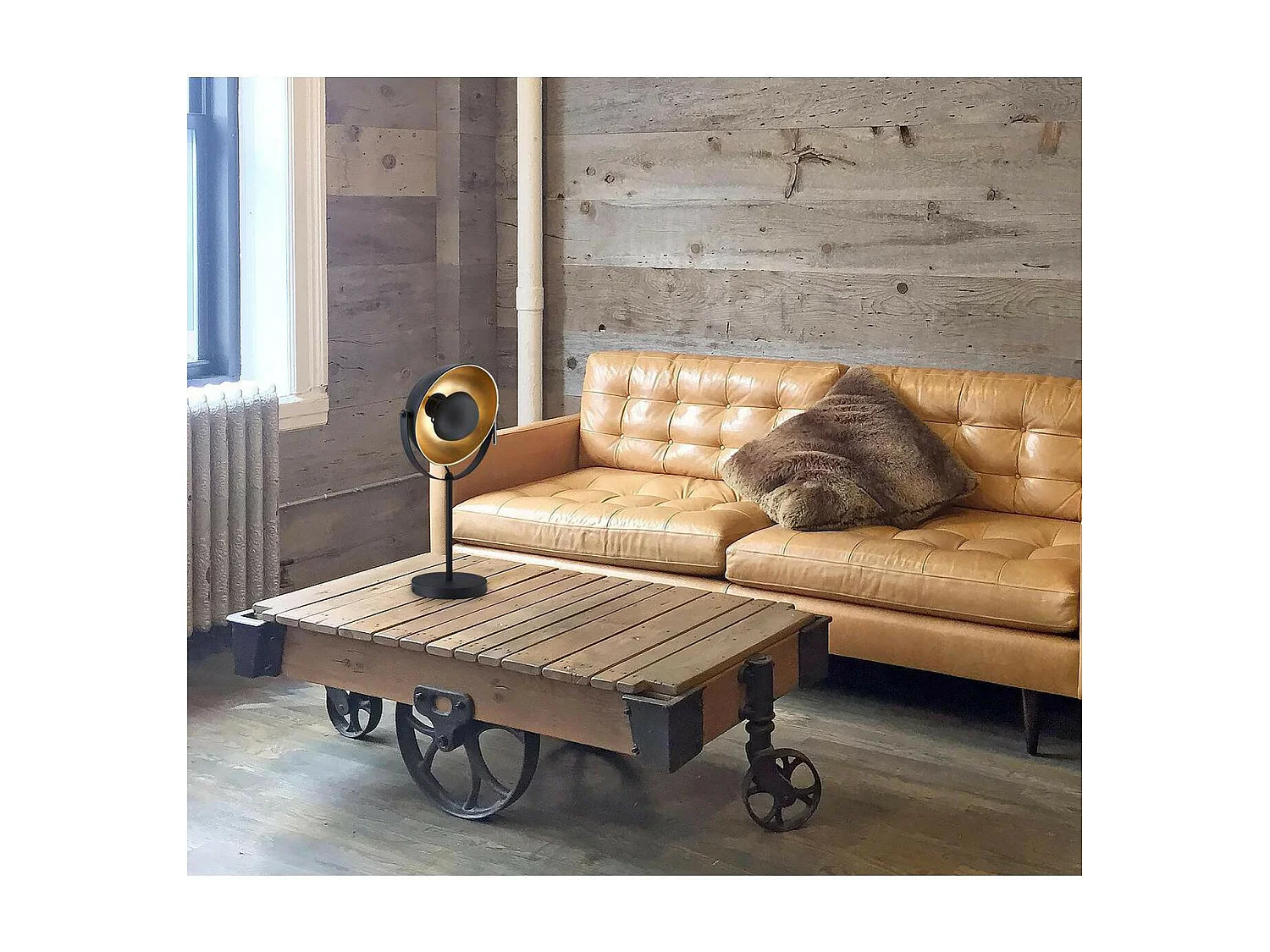 Zoffia tafellamp van goud en zwart metaal