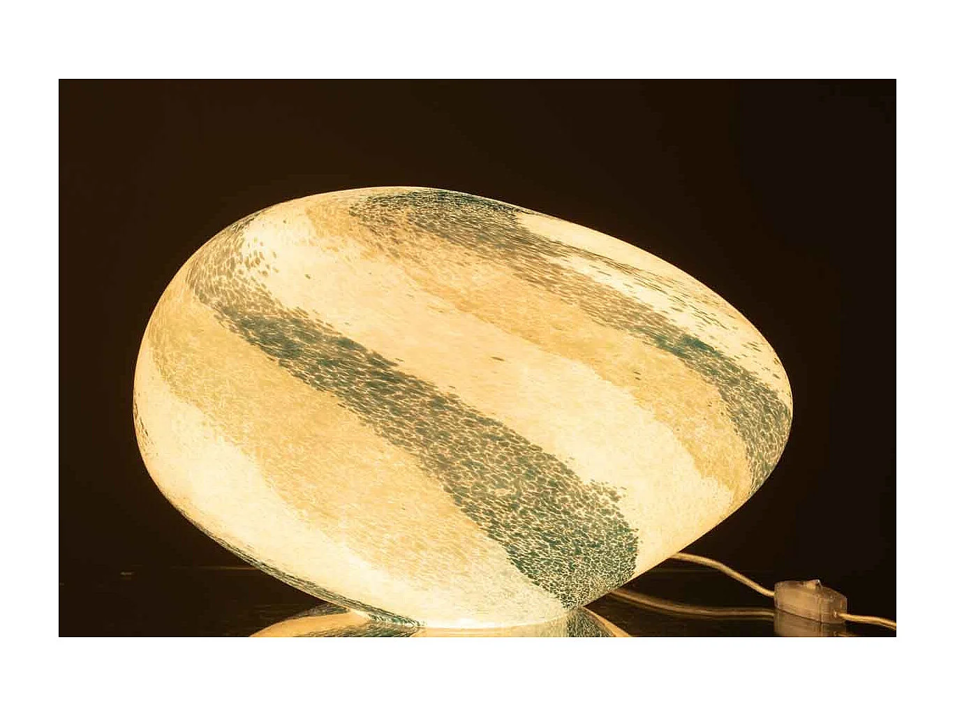 Lampe à Poser Ovale "Dany" 40cm Bleu Vert