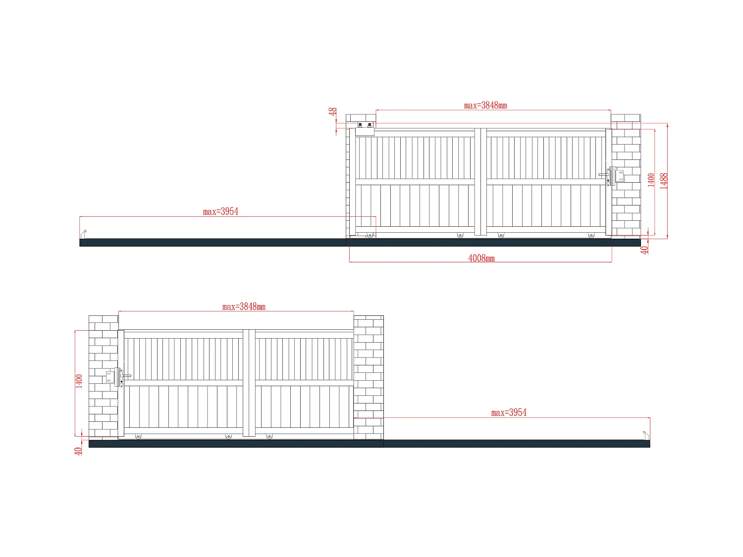 Opengewerkte aluminium schuifpoort B401 x H140 cm antraciet TARNOS II