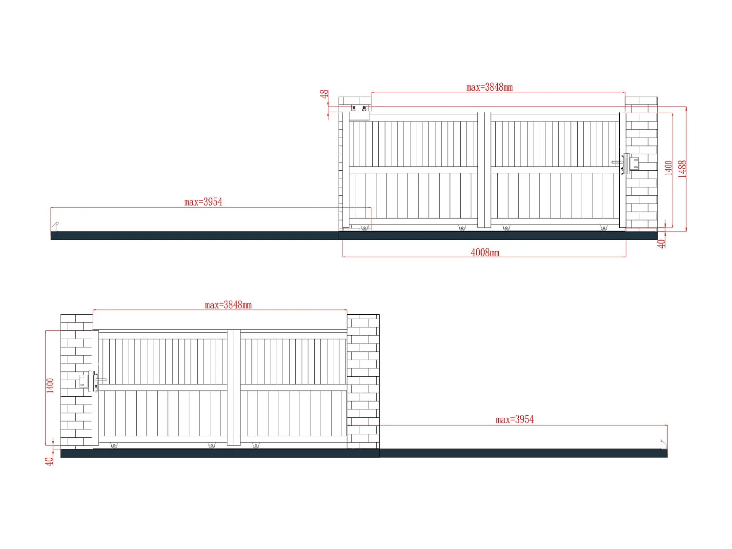 Portail coulissant aluminium semi ajouré L401 x H149 cm anthracite TARNOS II