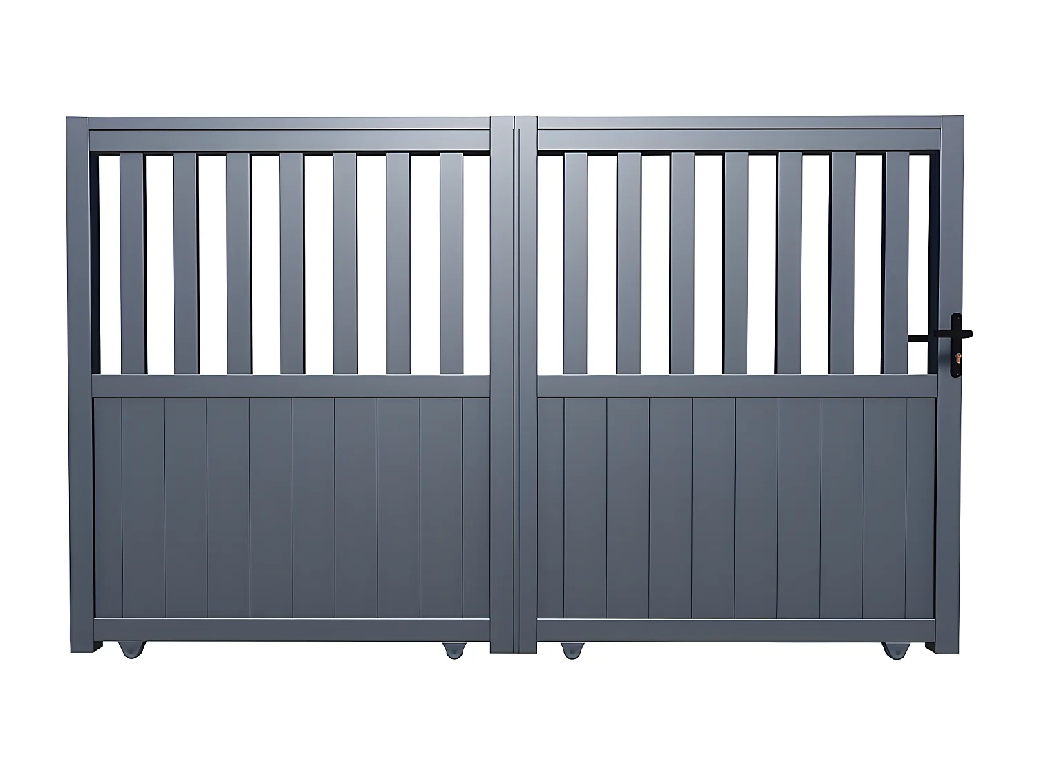 Portail coulissant aluminium semi ajouré L401 x H149 cm anthracite TARNOS II