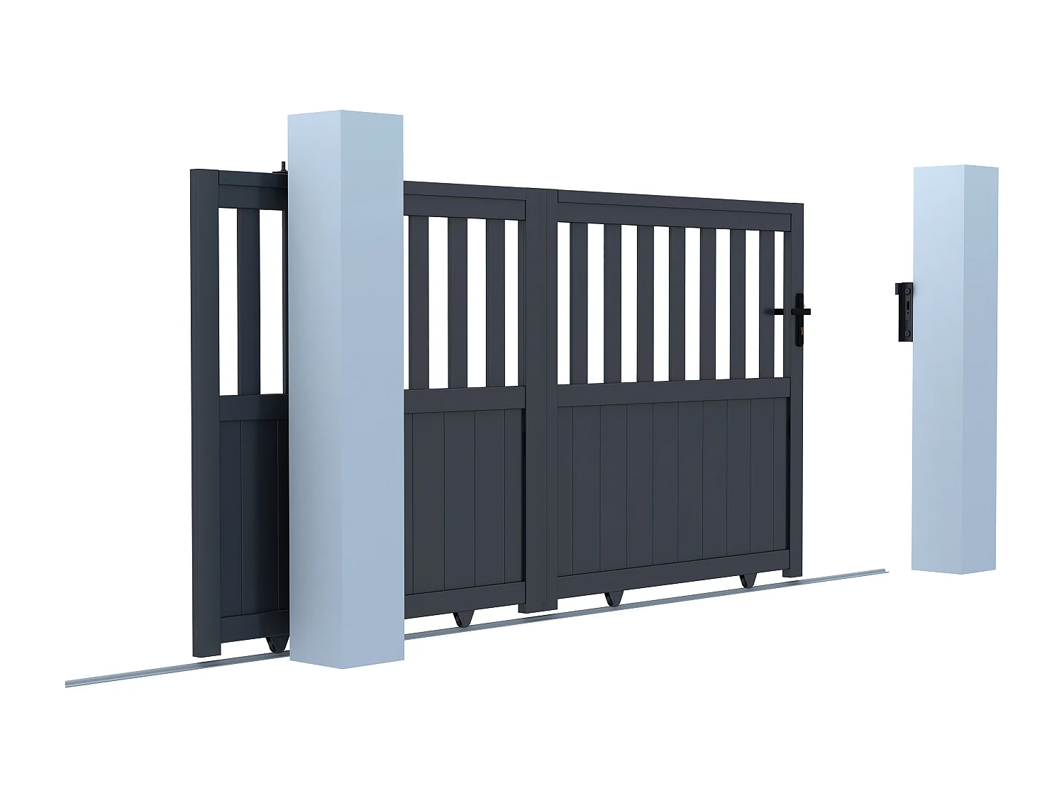 Portail coulissant aluminium semi ajouré L401 x H149 cm anthracite TARNOS II