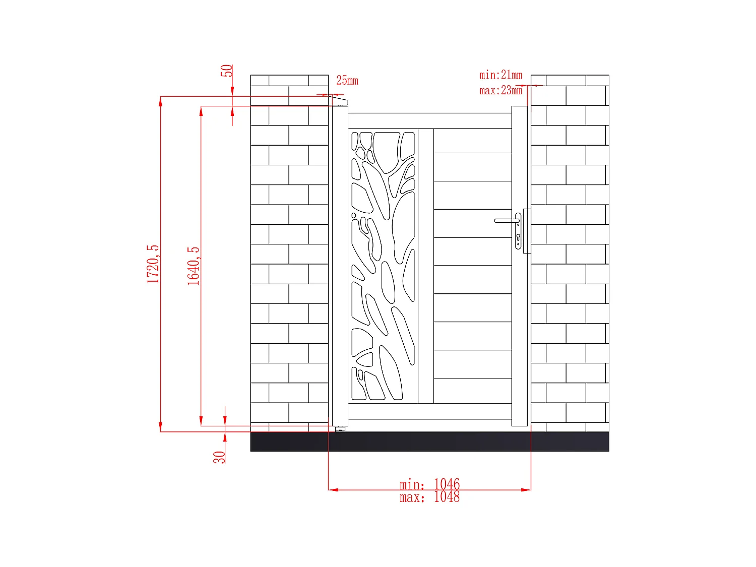 Portón batiente de aluminio Ancho 100 x Alt. 164 cm antracita LABRIT II