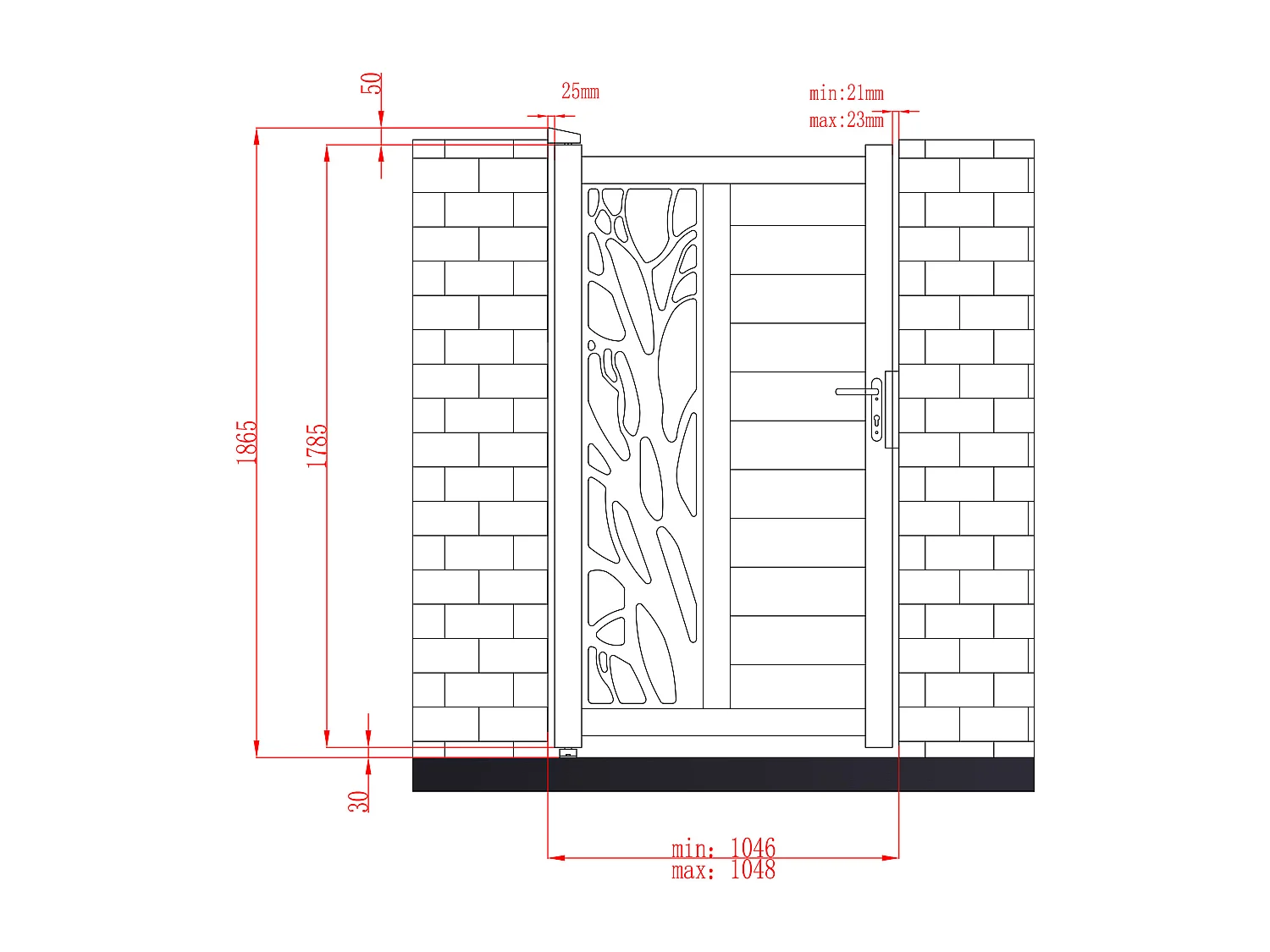 Portillon battant aluminium semi ajouré à motifs L105 x H187 cm anthracite LABRIT II
