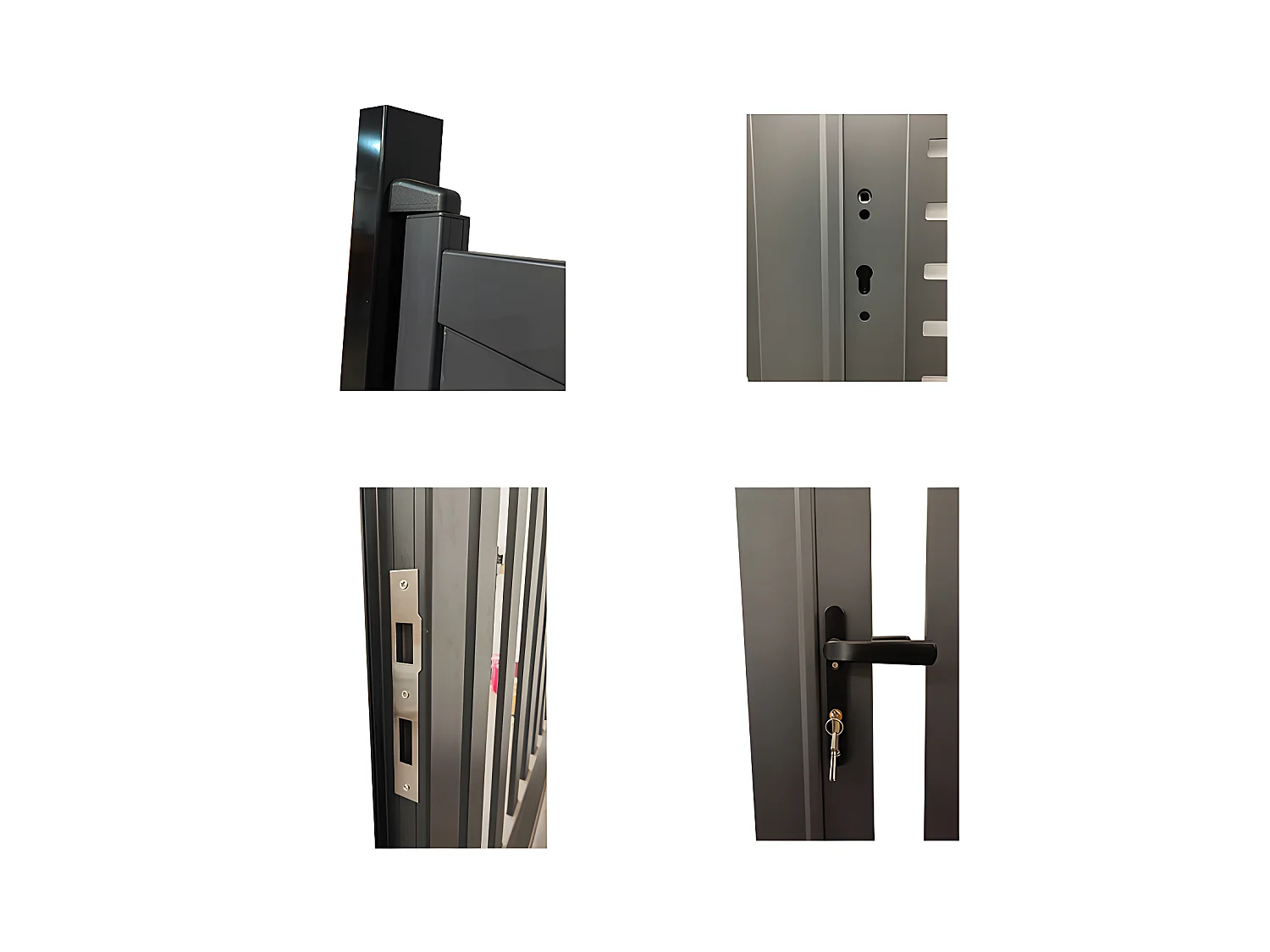 Portail battant aluminium semi ajouré à motifs L307 x H187 cm anthracite LABRIT II