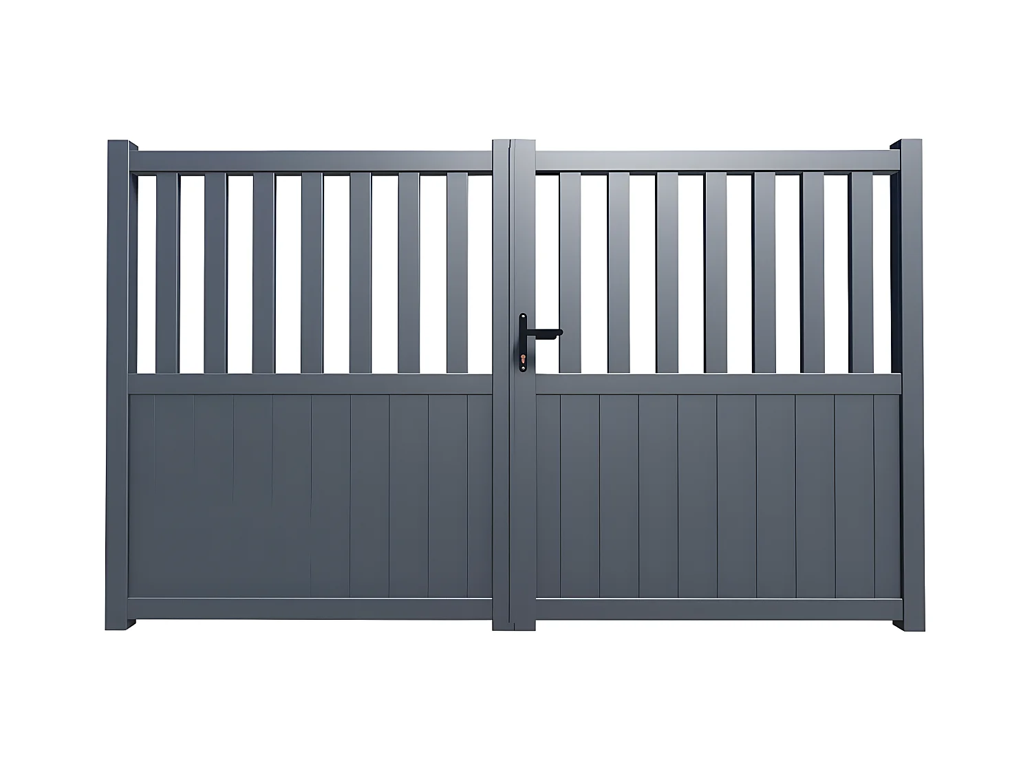 Opengewerkte aluminium draaipoort L314 x H140 cm antraciet TARNOS II