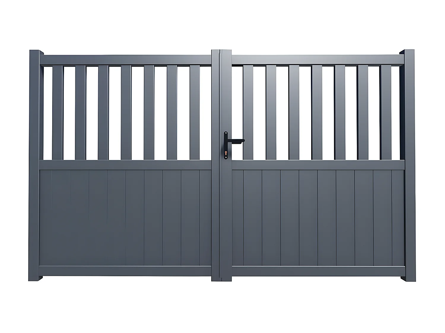 Portão de batente em alumínio perfurado de C321 x A148 cm cor antracite  -  TARNOS II