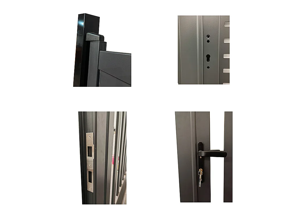 Portail battant aluminium semi ajouré L343 x H140 cm anthracite en kit TARNOS II