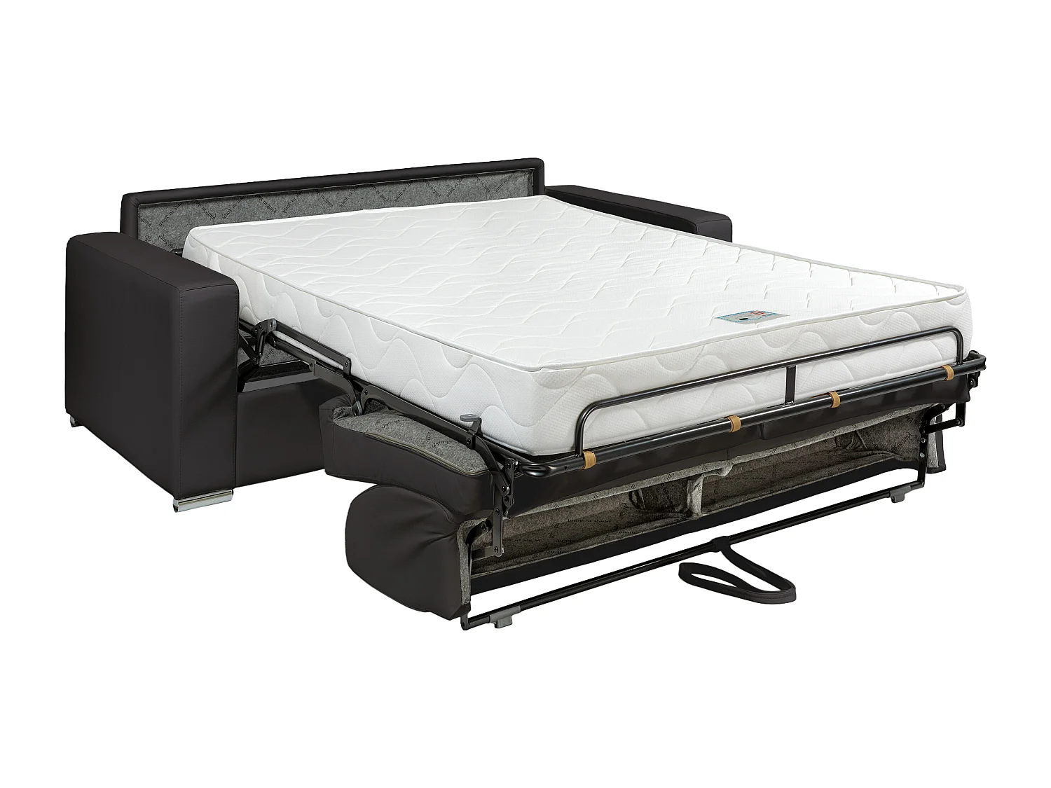 Canapé 4 places convertible express en simili noir - Couchage 160 cm - Matelas 18 cm avec mémoire de forme CALITO