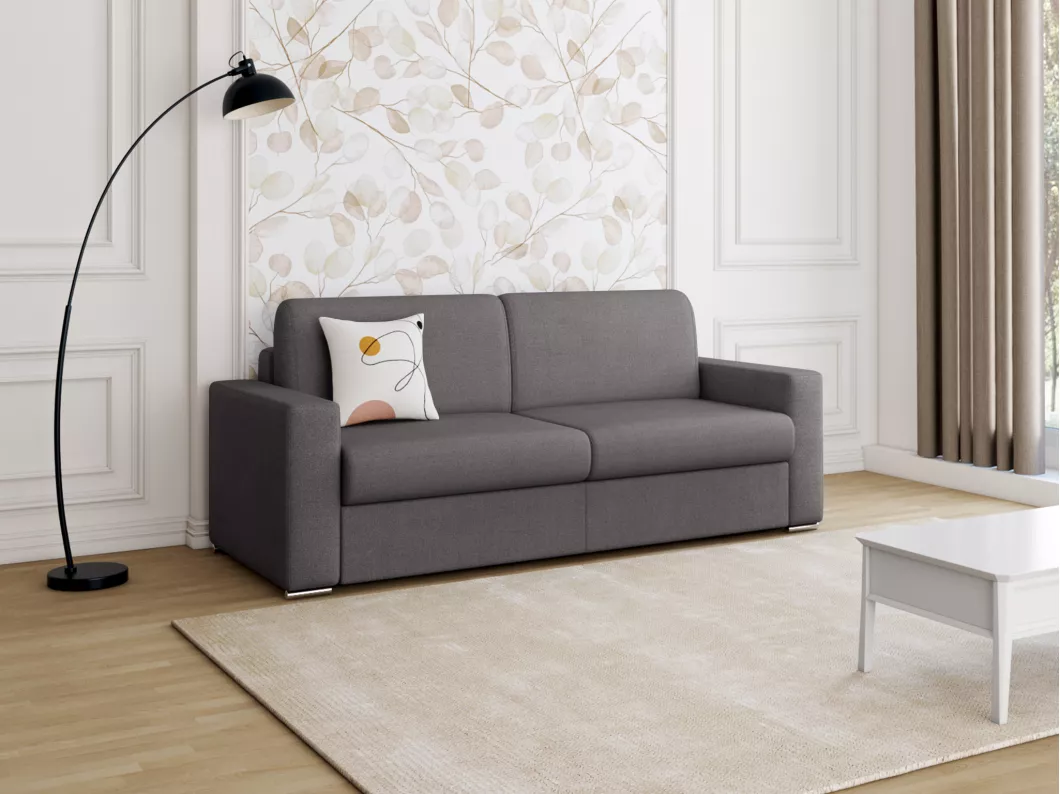 Kauf Unique Schlafsofa mit Matratze 4-Sitzer Stoff - Anthrazit - Liegefläche: 160 cm - Matratzenhöhe: 18 cm mit Memory Schaum - CALITO