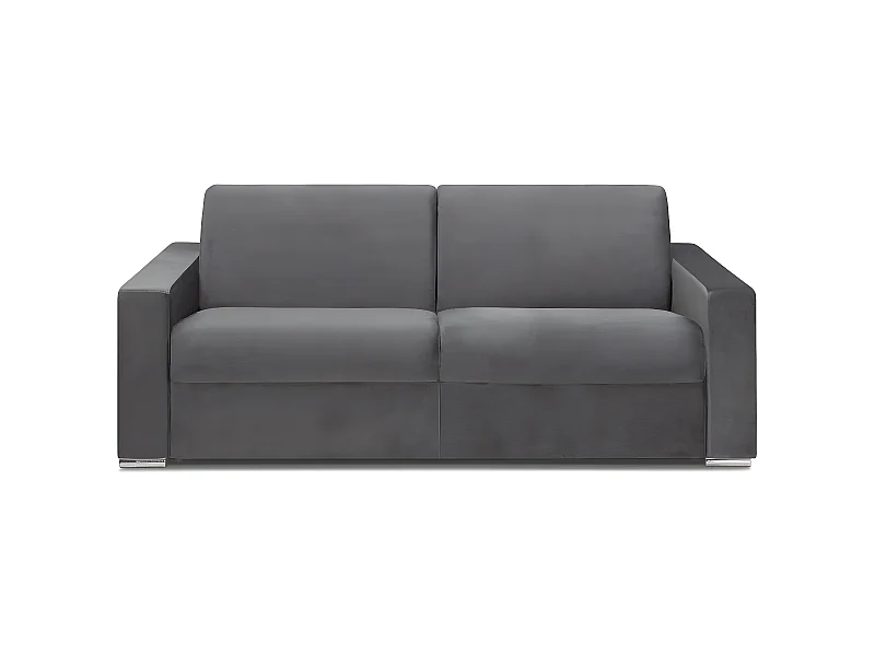 Sofá cama de 4 plazas tipo italiano de terciopelo CALITO - Antracita - Somier de láminas de 160 cm - Colchón de 18 cm con memoria de forma