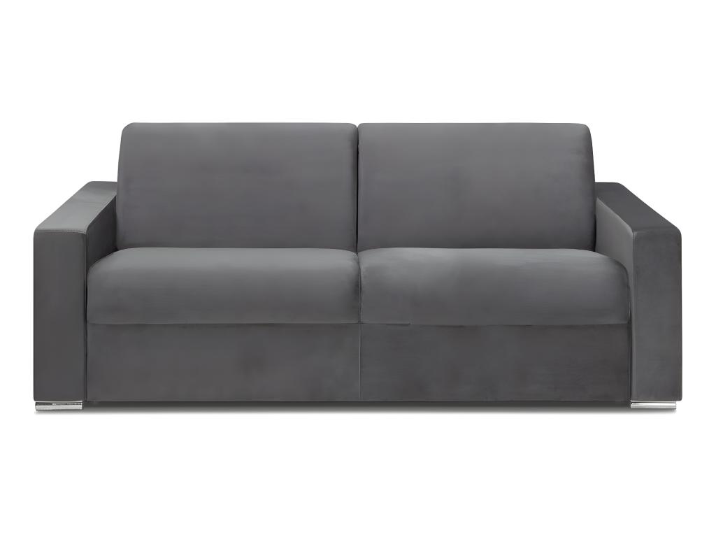 Canapé 4 places convertible express en velours anthracite - Couchage 160 cm - Matelas 18 cm avec mémoire de forme CALITO