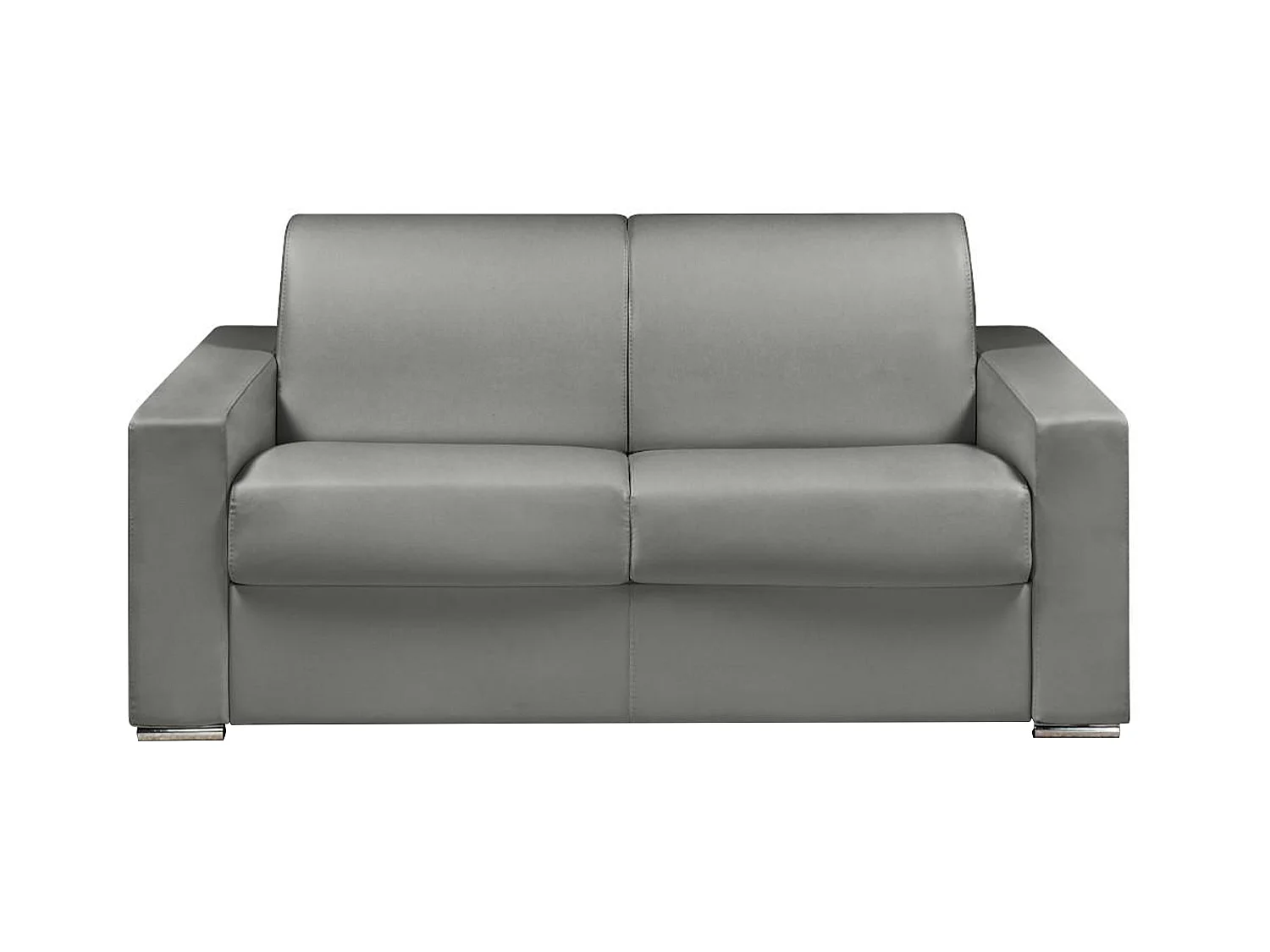 Snel omgebouwde slaapbank met 2 plaatsen in grijs kunstleer - Bed van 120 cm met brede latten - Matras van 16 cm met geheugenschuim CALITO