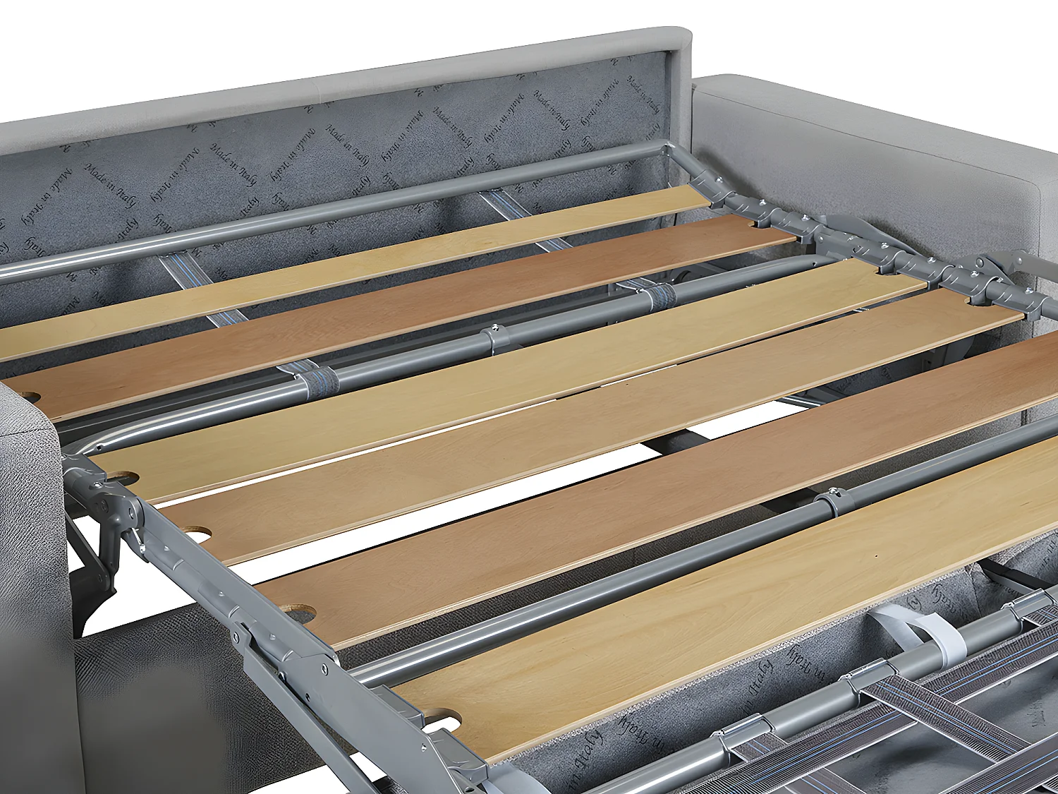 2-personers ekspressofabed i midnatsblåt fløjl - Sengeramme med brede lameller 120 cm - 16 cm madras med memory foam CALITO