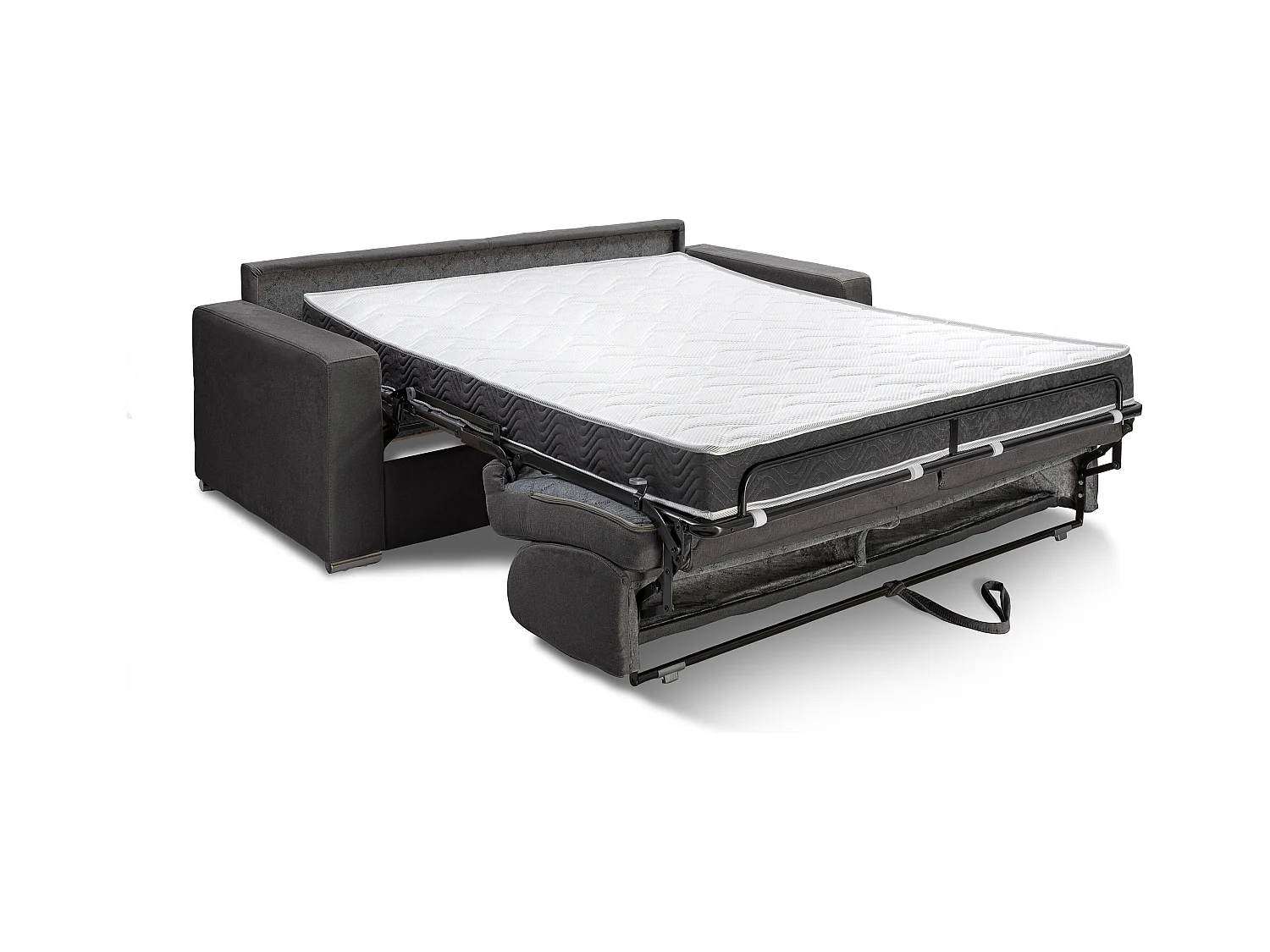 3-zits slaapbank van stof CALITO - Wit - Slaapafm. 140 cm - Matras 16 cm vormgeh.