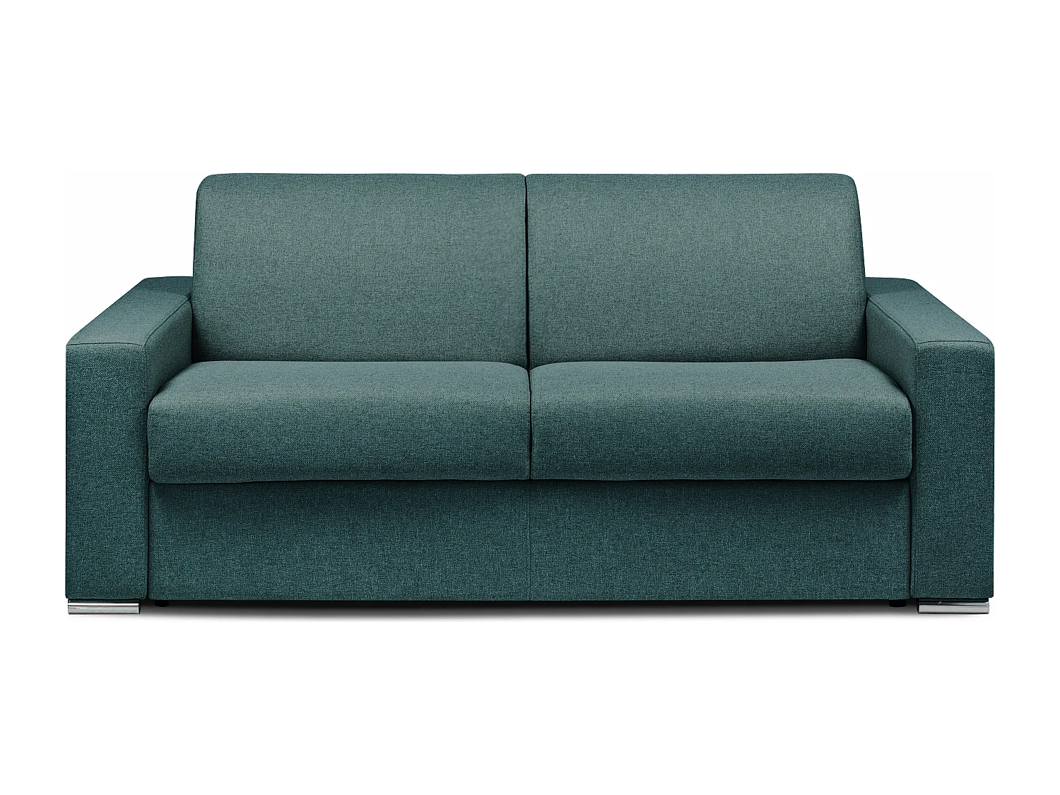 Canapé 3 places convertible express en tissu bleu - Couchage lattes larges 140 cm - Matelas 16 cm avec mousse à mémoire de forme CALITO