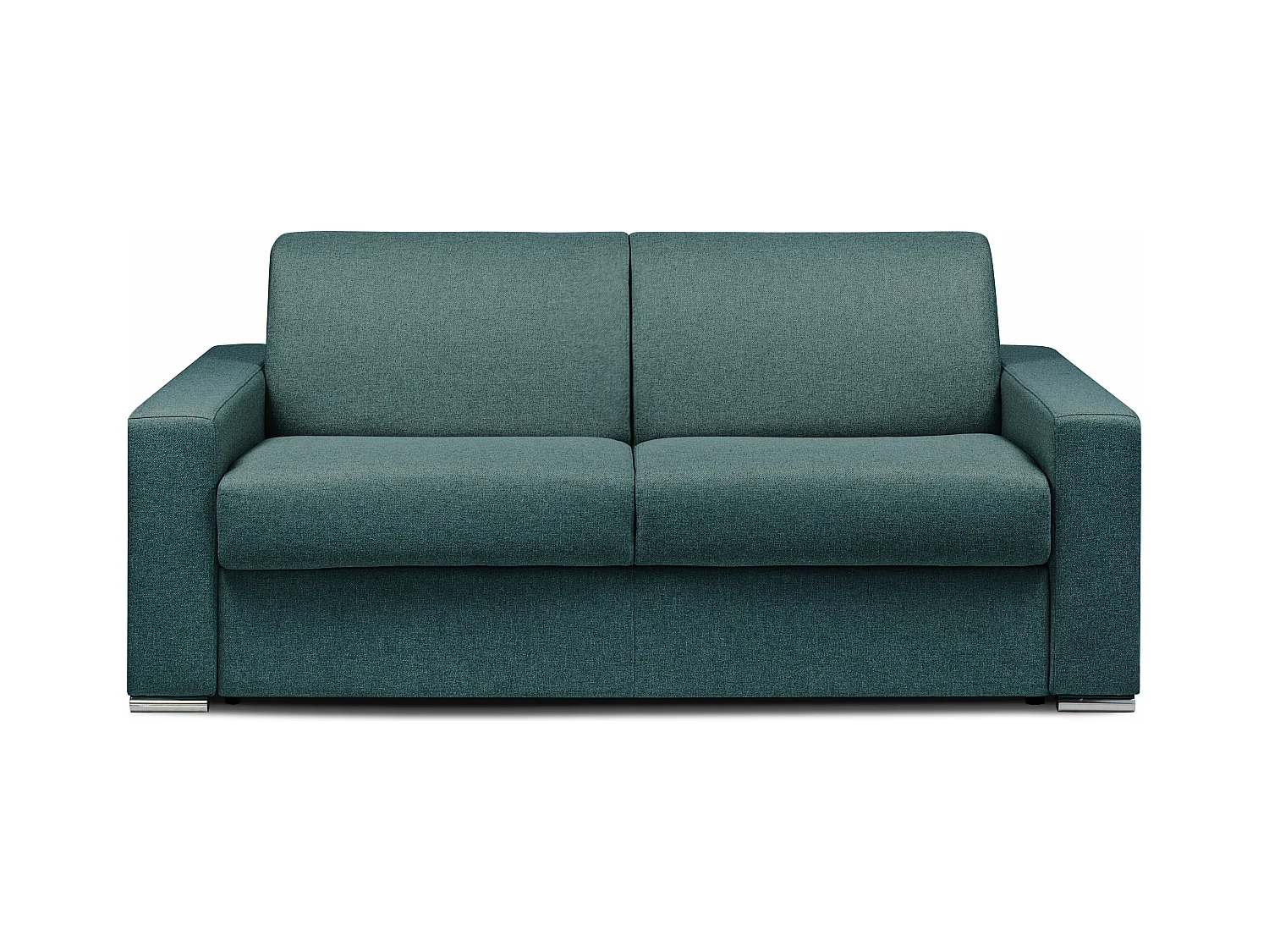 Canapé 3 places convertible express en tissu bleu - Couchage lattes larges 140 cm - Matelas 16 cm avec mousse à mémoire de forme CALITO