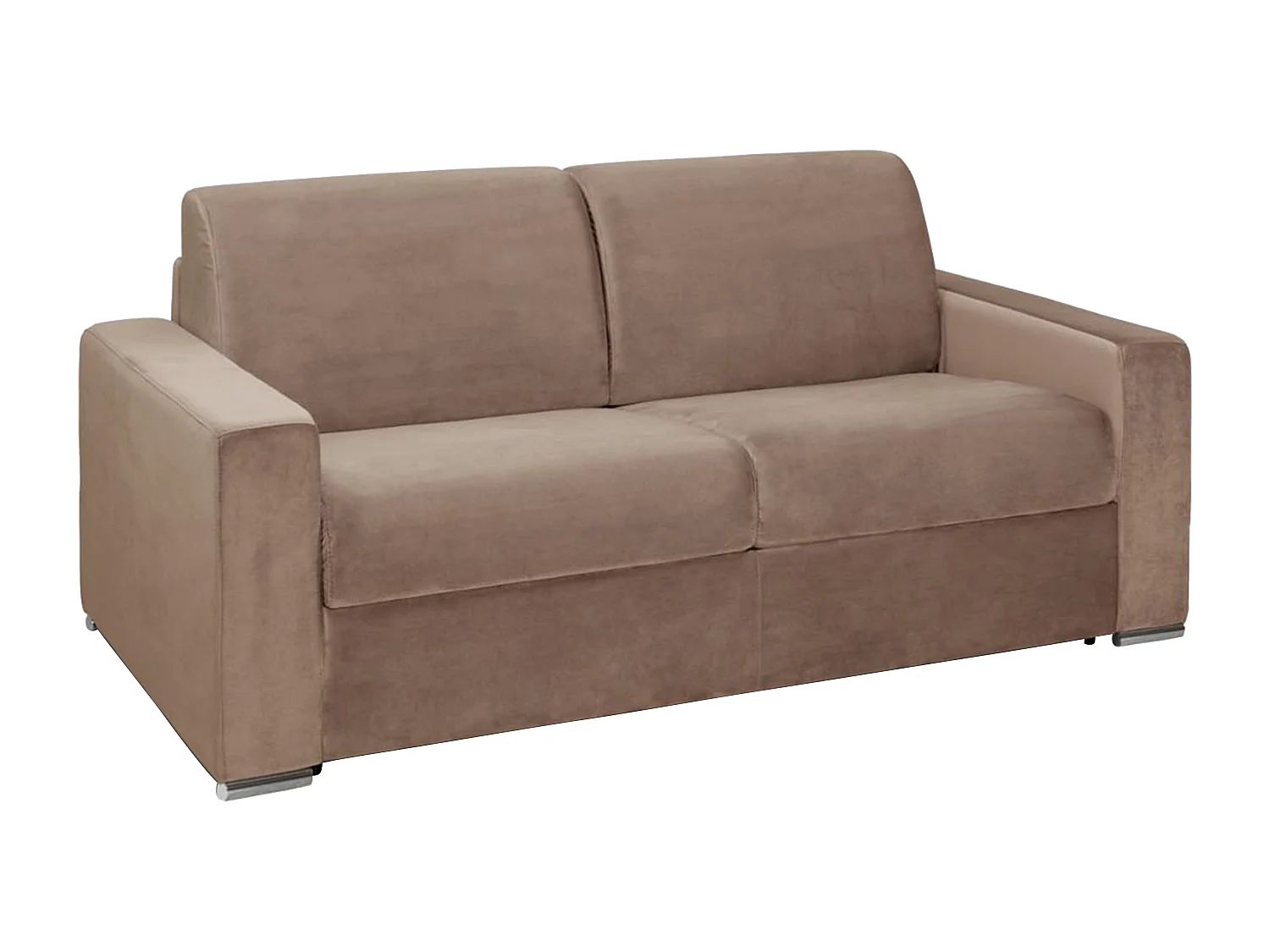 3-personers sovesofa med expresfunktion i beige fløjl - Soveplads 140 cm - Madras 16 cm med memory skum CALITO