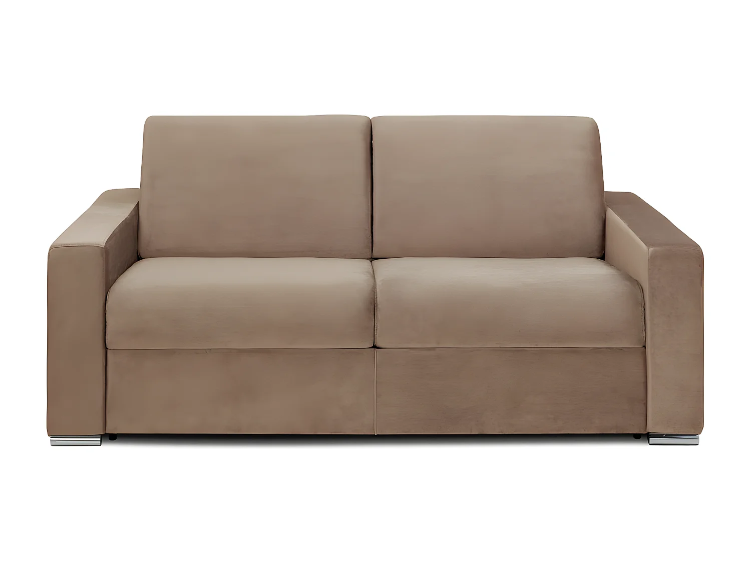 3-personers sovesofa med expresfunktion i beige fløjl - Soveplads 140 cm - Madras 16 cm med memory skum CALITO