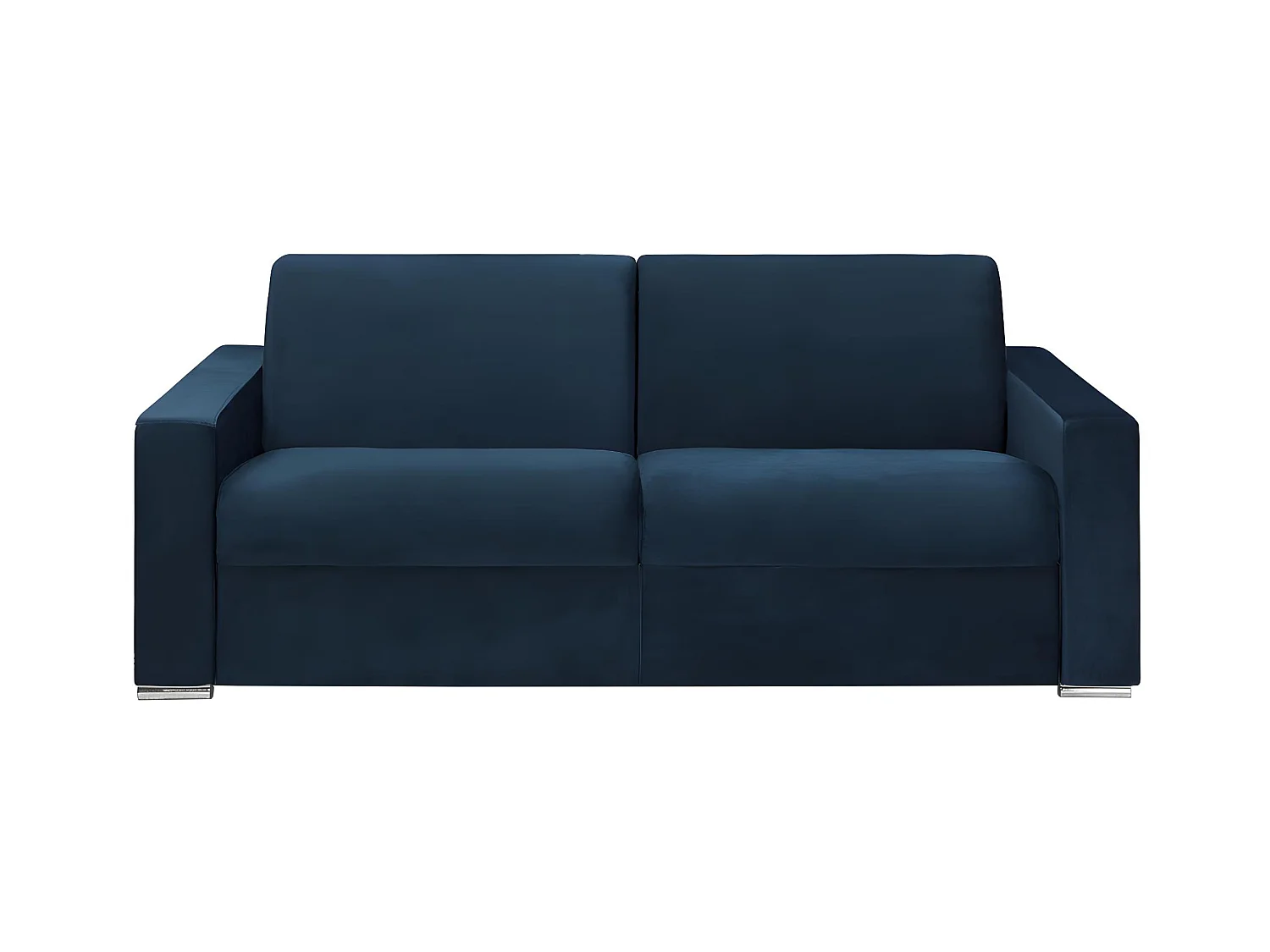 Canapé 4 places convertible express en velours bleu nuit - Couchage lattes larges 160 cm - Matelas 16 cm avec mousse à mémoire de forme CALITO